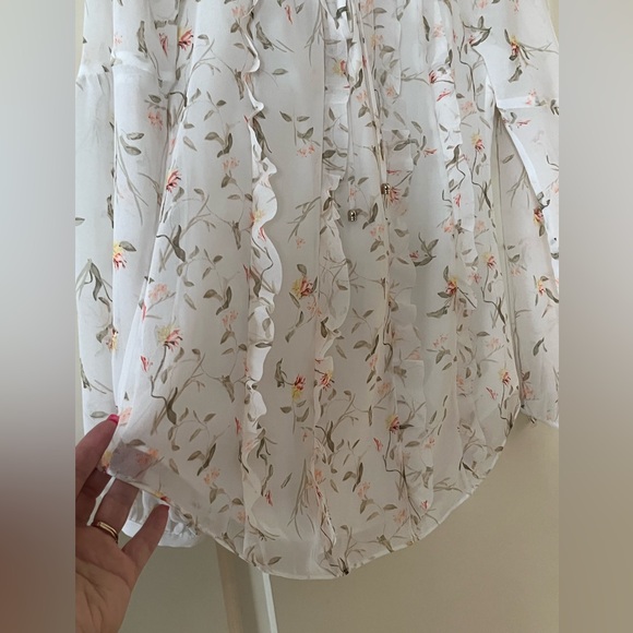 White House Black Market Floral White Blouse Women’s Size 0 - Picture 6 of 16